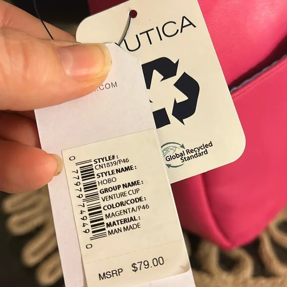 Nautica Vibrant Pink Crossbody Bag with Navy Accents - Picture 12 of 14